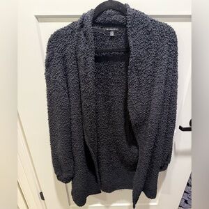 Beyond Yoga Sherpa Cardigan XS Black Cozy Open Front Teddy Jacket Made in USA